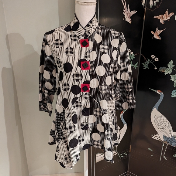 Ali Miles Womens Petite Medium Light Jacket Art To Wear MixedPrint 3/4Sleeve 118 - Picture 2 of 12